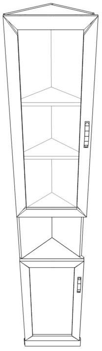 треугольный книжный шкаф с нишей